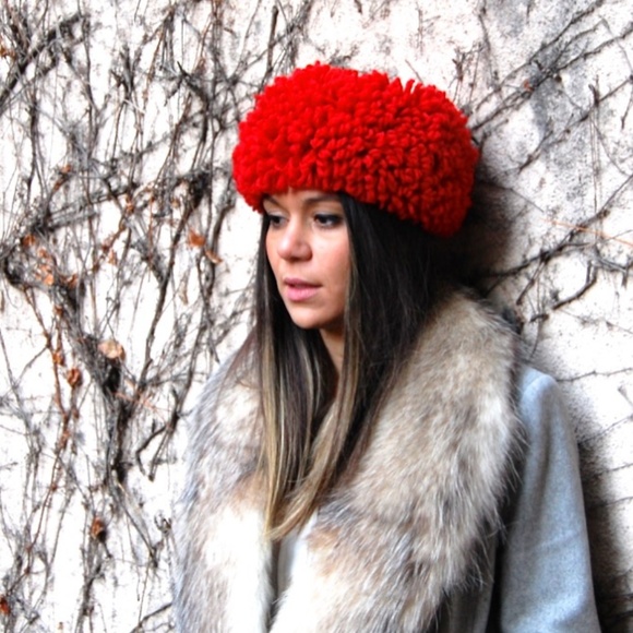 Handmade Accessories - New Handmade Virgin Wool Red Winter Hat
